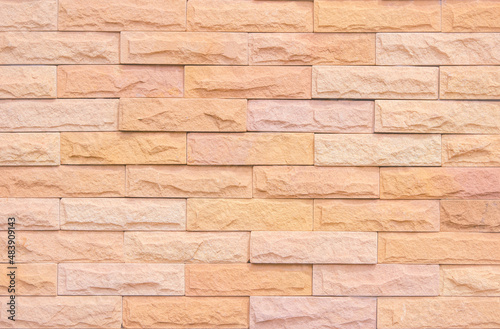 Orange brick wall texture background. Brickwork and stonework flooring interior rock old pattern design. 
