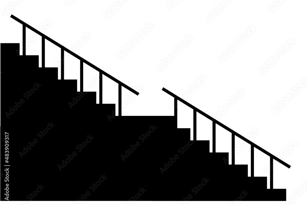 Vector illustration stair. Isolated black icon wooden of metal staircase on white background. Vector illustration stair. Isolated black icon wooden of metal staircase on white background.