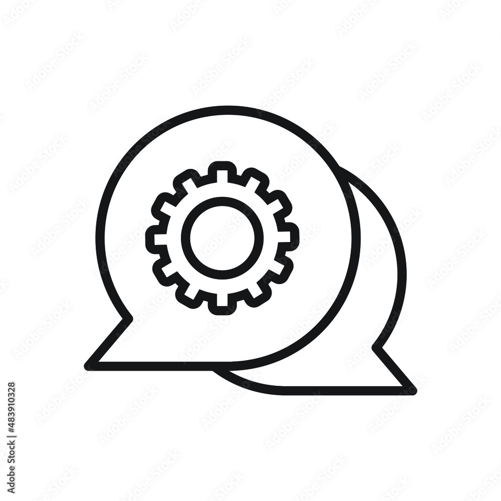 Gear in chat bubble icon design vector illustration