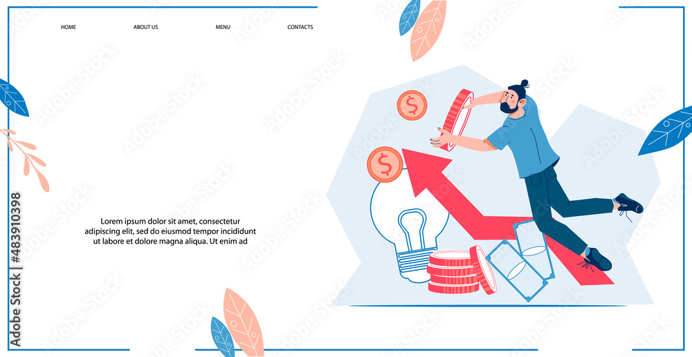 Investments and financial plan concept of website banner. Strategy and return on investment, funding innovations and startup projects, flat vector illustration for web and presentation page. Investments and financial plan concept of website banner. Strategy and return on investment, funding innovations and startup projects, flat vector illustration for web and presentation page.