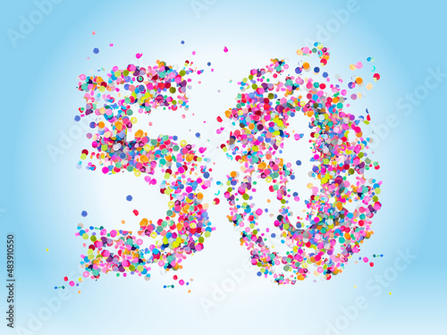 colorful confetti number 50 years celebration anniversary