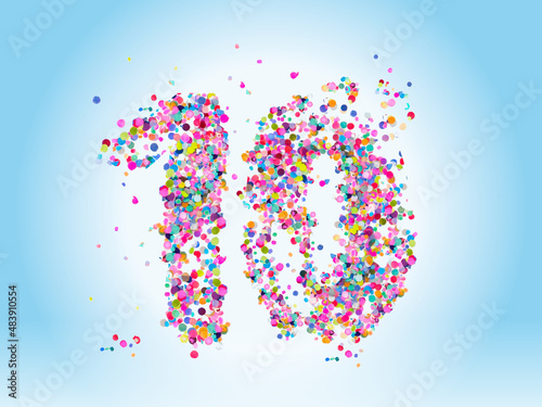 colorful confetti number 10 ten years
