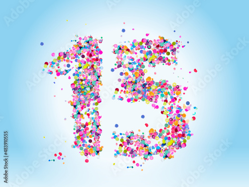 colorful number 15 fifteen
