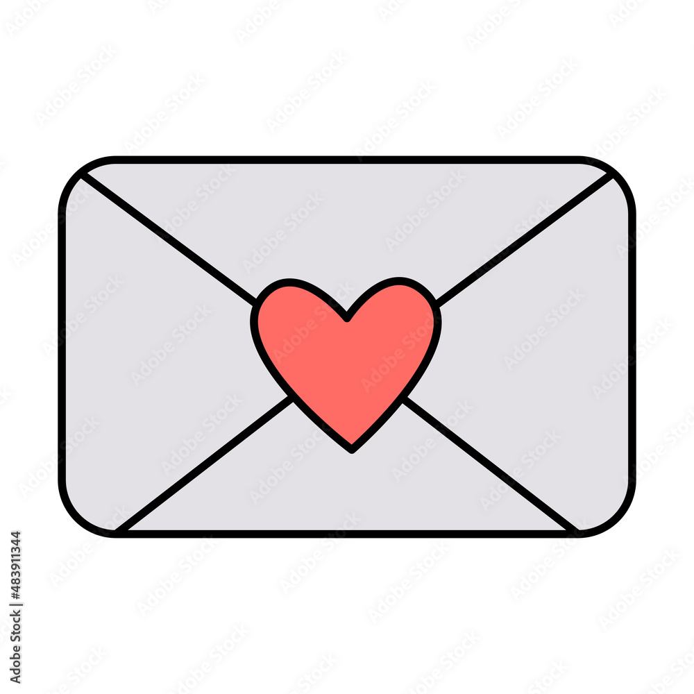Valentine's Day letter mail envelope love heart doodle vector illustrations colored hand drawn Valentine's Day letter mail envelope love heart doodle vector illustrations colored hand drawn