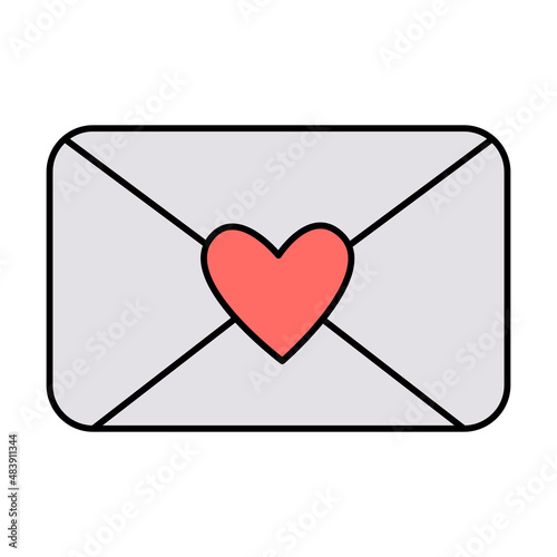 Valentine's Day letter mail envelope love heart doodle vector illustrations colored hand drawn