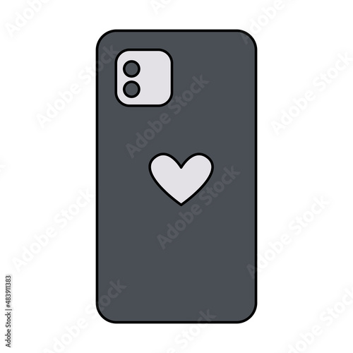 Valentine's Day phone mobile love heart doodle vector illustrations colored hand drawn