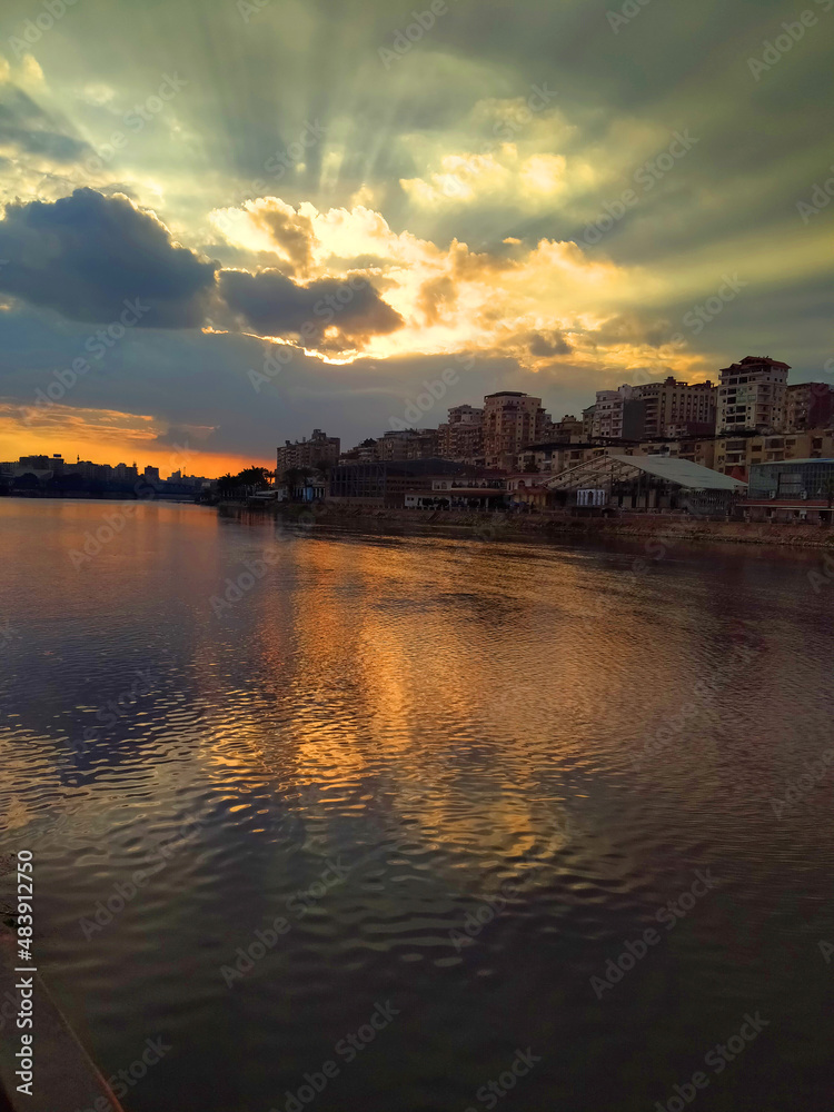 sunset on the banks of the Nile