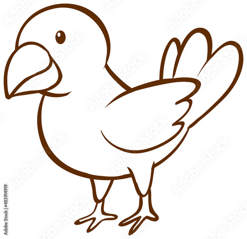Bird in doodle simple style on white background