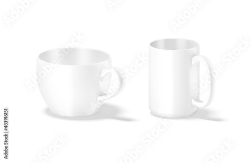 Blank ceramic 15oz mug with handle mockup stand, side view