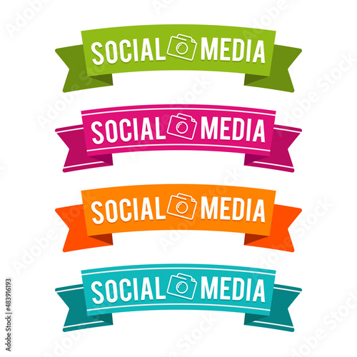 Colorful Social media ribbons.