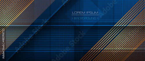 Vector modern graphic design, presentation background. Illustration art, geometric shape, gold color line pattern with blue and black colours background. Luxury decoration for cover, template, banner