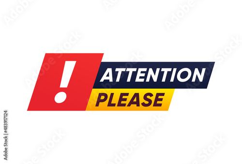 Attention please, Banner with exclamation mark, template vector design