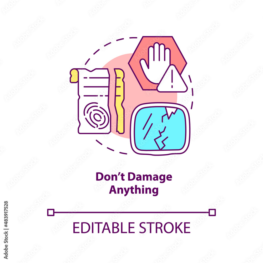Dont damage anything concept icon. Escape room rule abstract idea thin ...