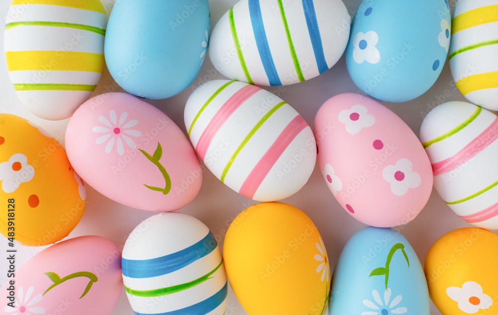 Happy Easter concept. Colorful Easter eggs background