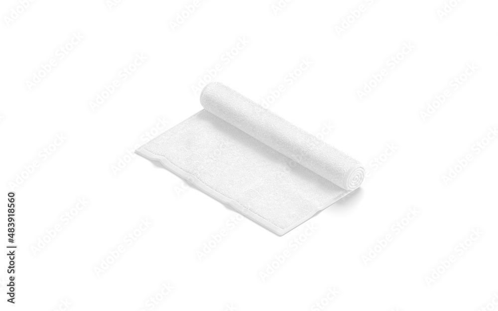 Blaank white twisted small towel mockup, side view Blaank white twisted small towel mockup, side view