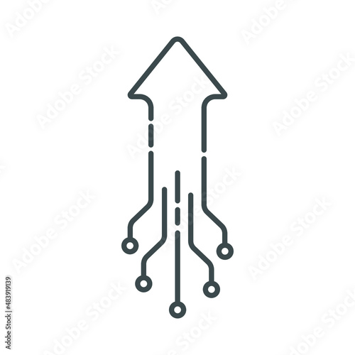 Abstract vector illustration of arrow in artificial intelligence style. Editable move