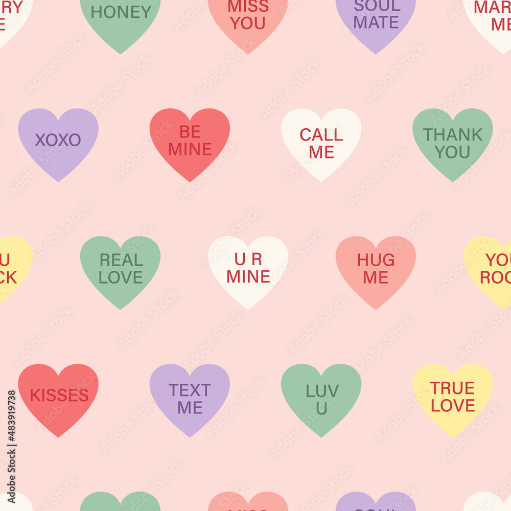 Sweet candy heart. Valentine's day background. Seamless pattern. Vector