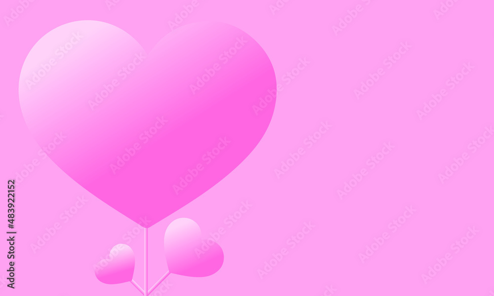 Love pink illustration with a simple and sweet heart or love display, with space background, suitable for Valentine's Day content, content that is affectionate and love.