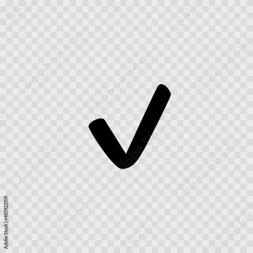 Approve. Check mark emoji. Black icon isolated on white. Vector