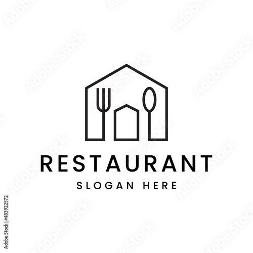 spoon, fork and house logo design