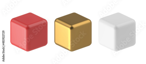 Realistic square cubes with soft corners collection 3d template vector illustration