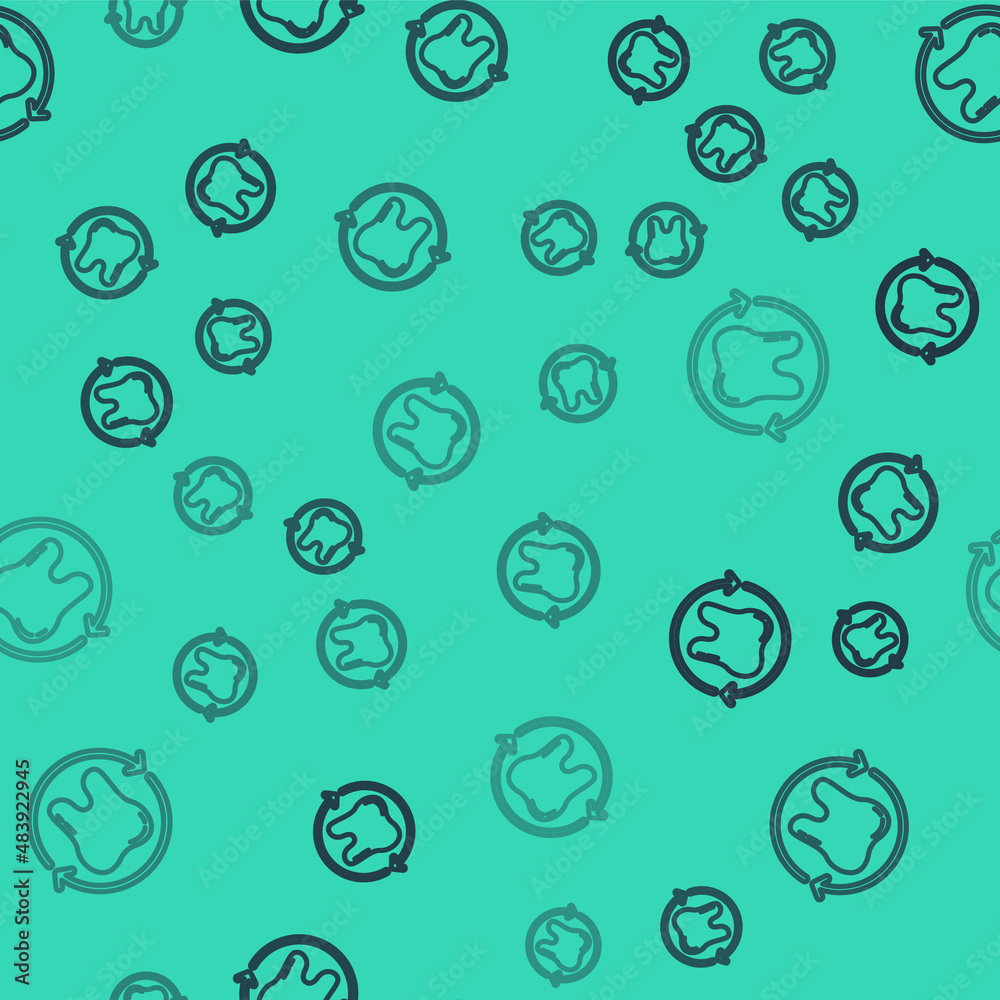 Black line Tooth whitening concept icon isolated seamless pattern on green background. Tooth symbol for dentistry clinic or dentist medical center. Vector Black line Tooth whitening concept icon isolated seamless pattern on green background. Tooth symbol for dentistry clinic or dentist medical center. Vector