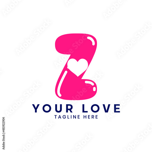 Z letter logo heart icon,  Valentines day illustration