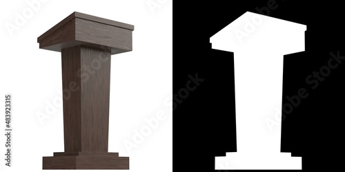 3D rendering illustration of a wooden podium