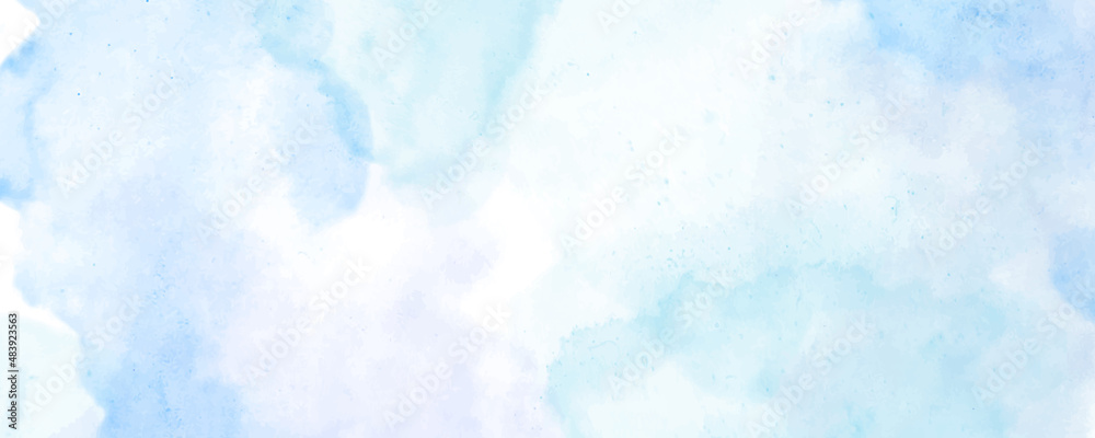 Vector watercolor art background. Hand drawn blue vector texture. Hand painted pastel watercolor texture for cards, flyer, poster, banner, and cover. Brushstrokes and splashes. Template for design.