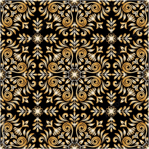 Gold mandala seamless pattern floral frame