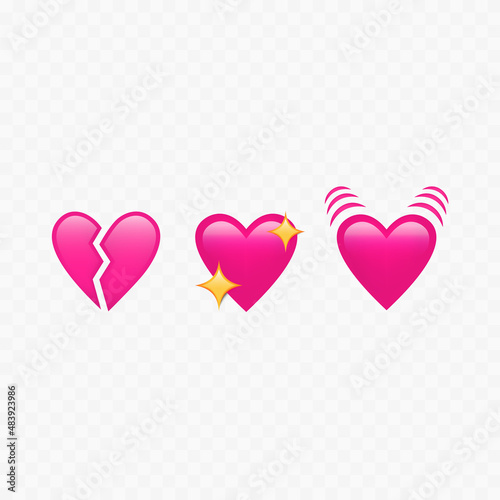 Pink hearts emojis. Love Hearts emoji. Isolated. Vector