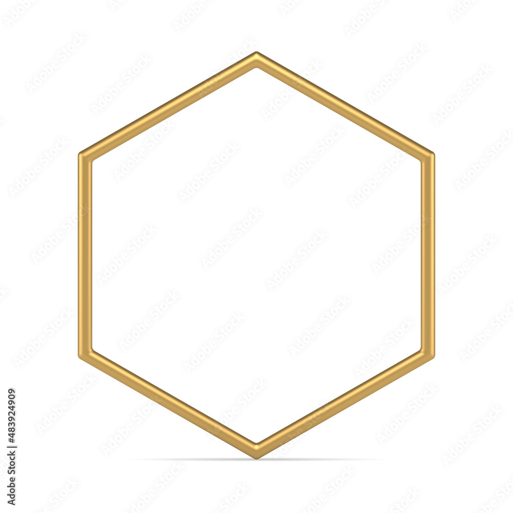 Luxury golden hexagonal metallic glossy frame empty realistic border design 3d mockup vector Luxury golden hexagonal metallic glossy frame empty realistic border design 3d mockup vector