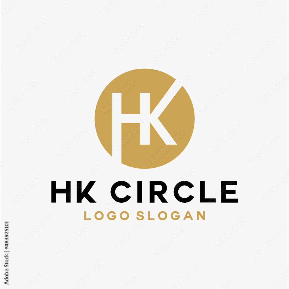 Obraz premium Letter HK circle gold logo vector image