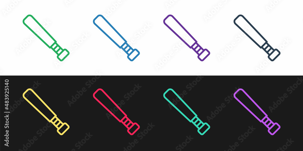 Set line Baseball bat icon isolated on black and white background. Vector Set line Baseball bat icon isolated on black and white background. Vector