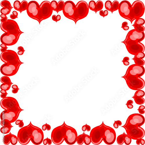 Marco cuadrado con corazones rojos para felicitación el día de los enamorados de San Valentín en febrero