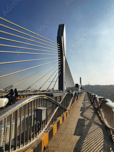 The new bridge connecting the traditional old and new hi tech regions of Hyderabad city in India