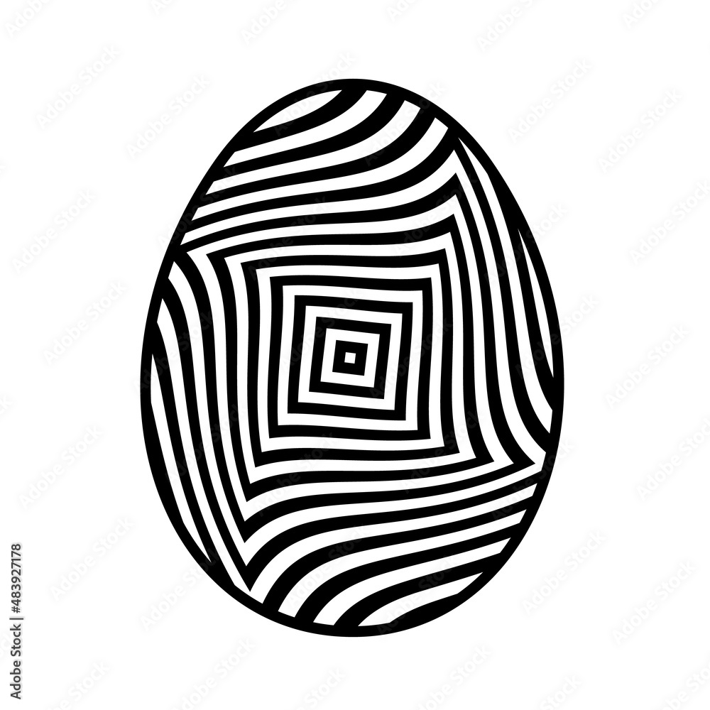 Vector easter egg. Black symple geometric pattern on white background