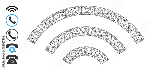 Vector radio waves mesh icon structure. Abstract flat mesh radio waves, designed with flat mesh.