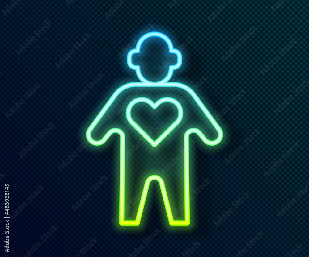 Glowing neon line Volunteer icon isolated on black background. Vector Glowing neon line Volunteer icon isolated on black background. Vector