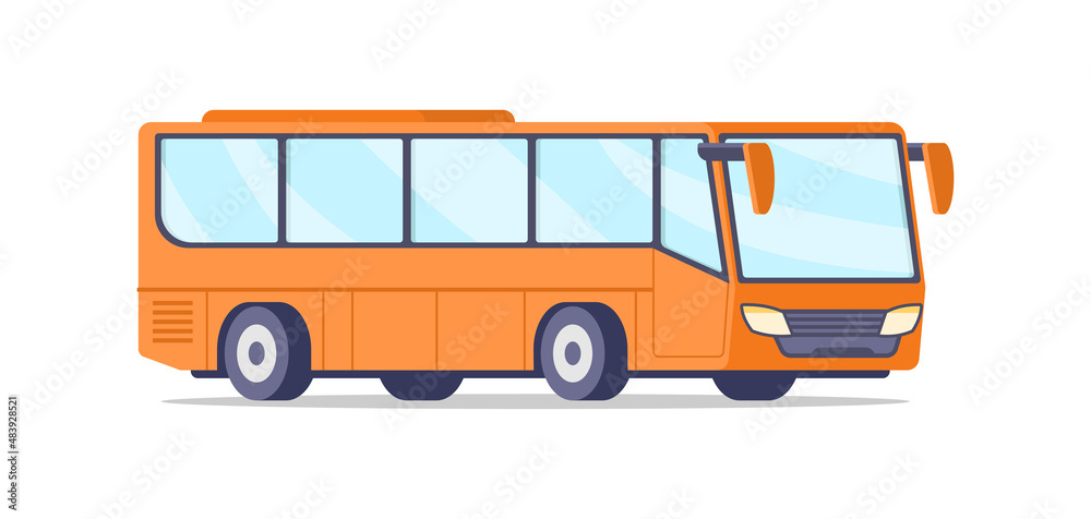 Modern public intercity bus for passenger transportation isometric vector illustration. Transit transport city service distance travel movement. Commercial municipal metropolis vehicle for commute