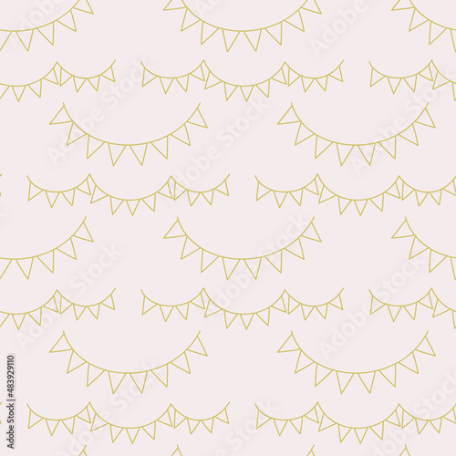 Seamless vector party flags pattern. Celebration banner background for fabric, textile, wrapping, cover etc. 