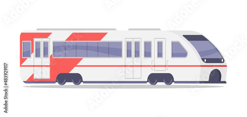 Subway train express machinery public transport isometric vector illustration. Metropolis metro electric modern speed locomotive for city travel underground moving isolated. Railway carriage wagon