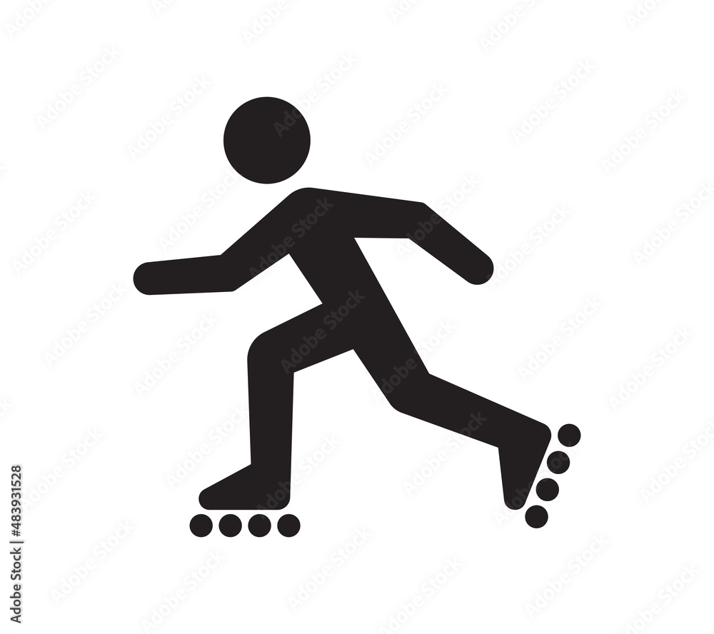 Vector black silhouette of a figure riding on roller skates. Isolated on white background. Vector black silhouette of a figure riding on roller skates. Isolated on white background.