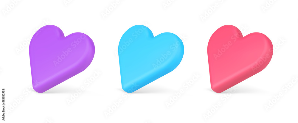 Collection glossy isometric heart shape symbol of love, tenderness and st Valentines day 3d icon Collection glossy isometric heart shape symbol of love, tenderness and st Valentines day 3d icon
