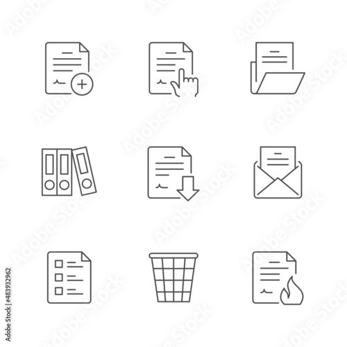 Set line icons of document