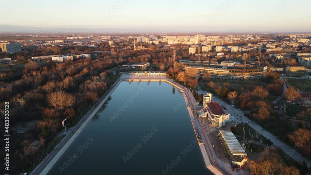 Aerial sunset view of Rowing Venue in city of Plovdiv, Bulgaria Aerial sunset view of Rowing Venue in city of Plovdiv, Bulgaria