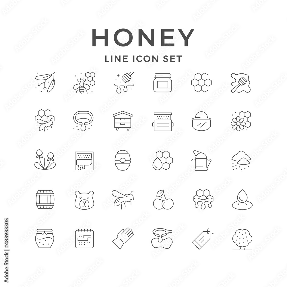 Set line icons of honey Set line icons of honey