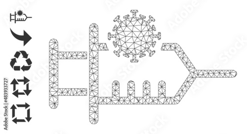Vector virus inoculation mesh icon model. Abstract flat mesh virus inoculation, designed with flat mesh.