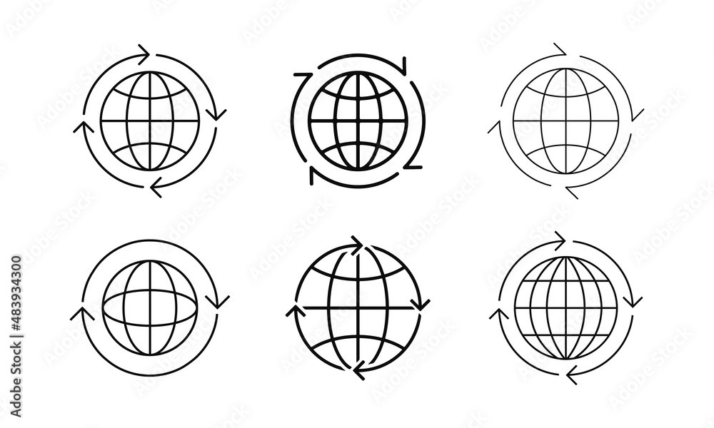 Worldwide Thin Linear Vector Icons. Set Of Global Signs. Planet Symbol. Worldwide Thin Linear Vector Icons. Set Of Global Signs. Planet Symbol.