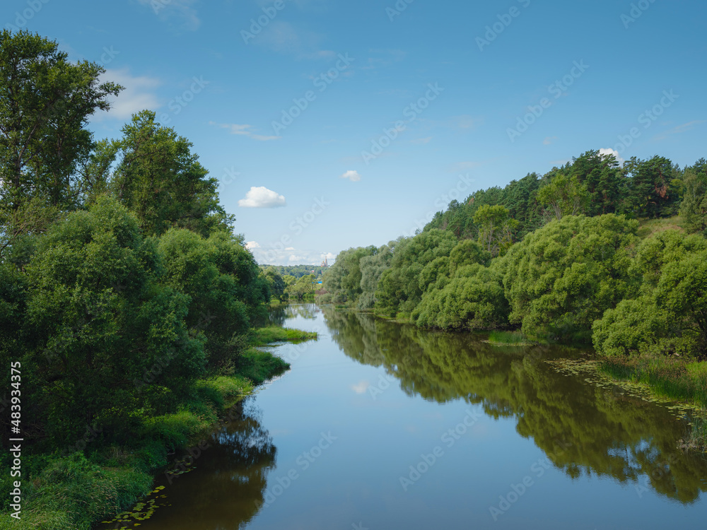 Travel in summer Russia, city of Borovsk, kaluga region , view of the river Protva, summer relax in village Travel in summer Russia, city of Borovsk, kaluga region , view of the river Protva, summer relax in village